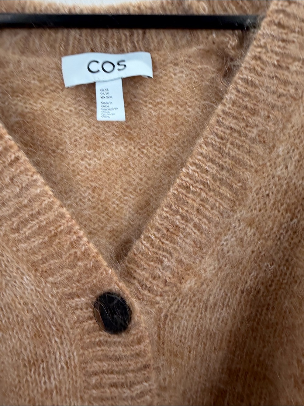 Cos Mohair Wool Blend V Neck Cardigan In Camel Melange - Picture 4 of 7